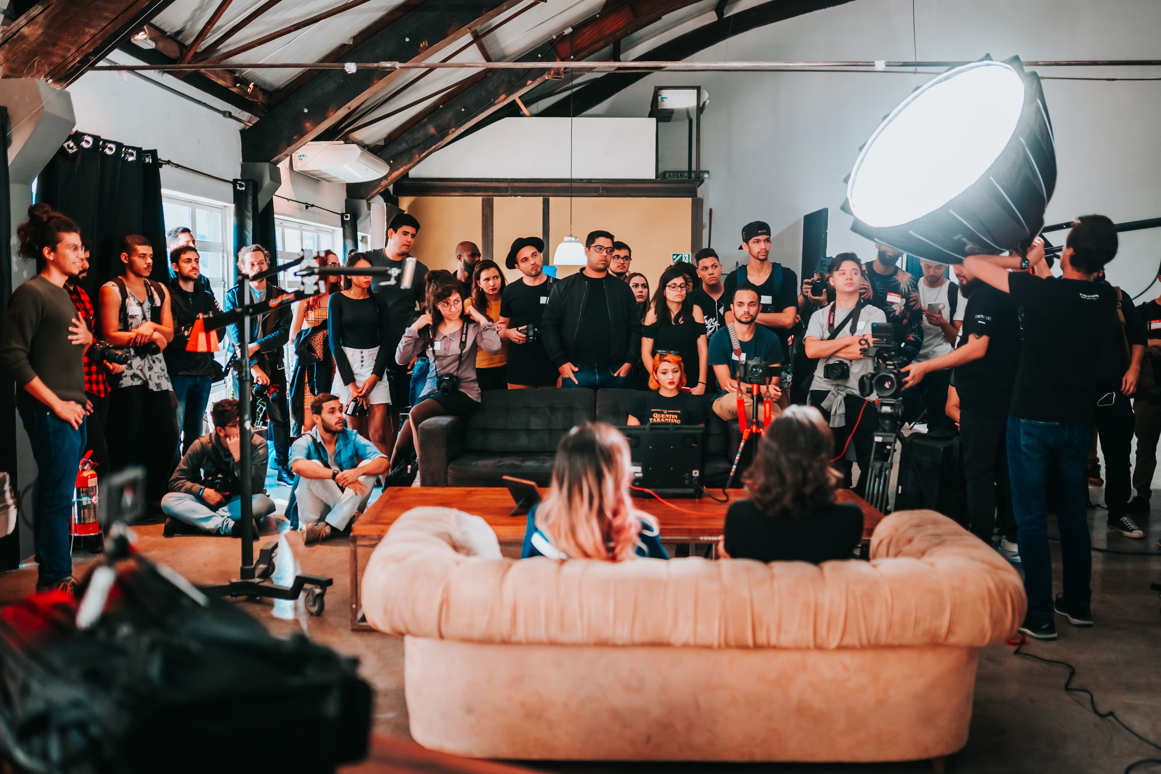 Creative team working with camera equipment